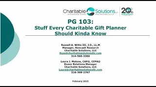 Planned Giving 103: Stuff Every Charitable Gift Planner Should 'Kinda' Know