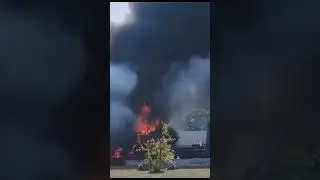 Truck carrying M977 HEMTT military tanker caught fire in Latvia today