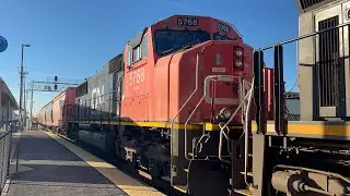 Canadian National 5768 sd75l trailing on a sand train at Franklin Park Illinois