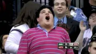 (03/14/2011) Nets fans celebrate a big victory over the Celtics.