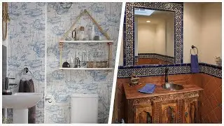 75 All Wall Tile Orange Tile Powder Room Design Ideas You'll Love ♡