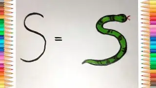Snake Drawing By Writing Letter S #How To Draw A Snake