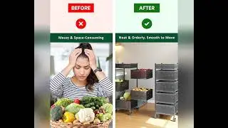 Stayleaf Layer Metal Kitchen Trolley with Wheel | Rotating Storage Rack for Fruits Vegetables Spices