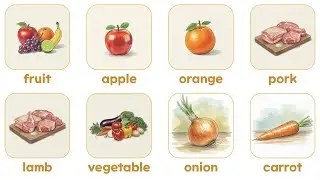 [5분영단어] fruit / apple / orange / pork / lamb / vegetable / onion / carrot