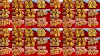 Trending Daily Wear Gold Earrings jhumki 25 |1 Gram Lightweight Tops & Earrings Designs For Daily Us