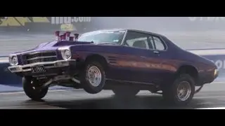 GREG TRAPNELL WHEELSTANDING V8 MONARO RUNS 9.52 @ 146 MPH SYDNEY DRAGWAY 24.11.2012