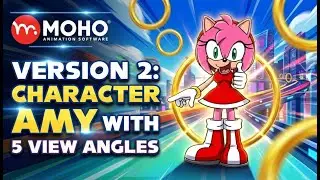 Character Amy with 5 view angles | Moho | Rigged Animation