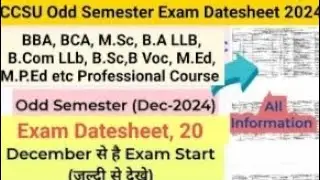 CCSU Professional Course Odd SemesterDec-2024 Exam Datasheet | CCSU Exam2024 |CCSU Exam Update