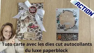 Tuto carte avec les dies cut autocollants du Luxe paperblock #scrap #noel #action #scrapbooking 