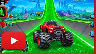 Red Monster Truck Mega Ramp Jump 🚀 | Futuristic Racing Gameplay | Dark Monster King ST