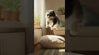 Heavy Cat&rsquo;s Epic Jump Fail 😹 | Realistic Funny Cat Video #shorts #viral