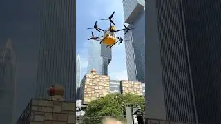 Cargo Drone Takes Off from Futuristic Delivery Station 🚁📦
