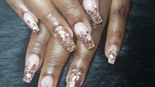 Acrylic fill || rosegold & gold glitters || watch me work