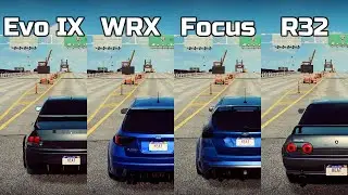 NFS Heat: Lancer Evolution IX vs Impreza WRX STI vs Focus RS vs Skyline GTR R32 - Drag Race