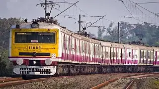 Speedy Colourful 12 Coach EMU Train speedily crossing a Huge Curve | Katwa-Bandel EMU Local Train