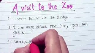 🌳A Visit to the Zoo &ndash; 10 Lines Writing for Kids 🐯 | Easy Zoo Visit Essay 📝 | English & Hindi Lines ✨