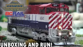 HO scale Athearn genesis BCOL C44-9WL unboxing and run! CANADIAN POWERHOUSE! W/Rock lights!!!