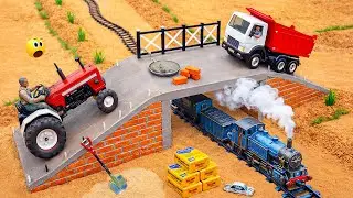 Amazing DIY Mini Truck Builds Brick & Metal Railing Bridge | Fun Construction Science Project
