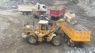 Caterpillar 966E Giant Rock Loading 🔥 Heavy Machinery Truck Loading