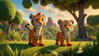 Four Little Tigers Stomp Their Feet | Jungle Animal Song for Kids | Toddler Rhymes and Learning Fun