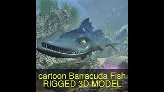 3D Model of cartoon Barracuda Fish RIGGED Review