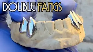 Real 925 Silver Double Vampire Fangs Custom Teeth Grillz