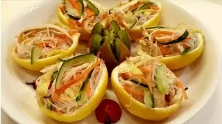 Fresh & Easy Green Bean Thread Salad In Lemon Boats