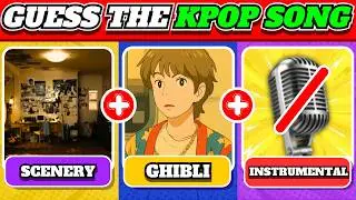 GUESS THE KPOP SONG BY 3 CLUES - SCENERY, GHIBLI ART & INSTRUMENTAL | KPOP QUIZ GAME #kpopchallenge