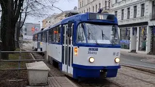 Tatra T3A-30493 + 30503 arrives at Nacionālā opera stop