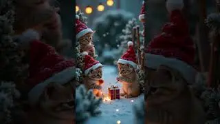 Tiny Yellow Kittens Prepare for Christmas in a Magical Winter Garden ❄️🎄