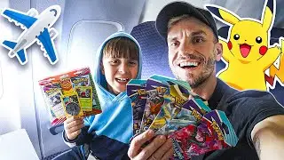 ABRINDO CARTAS de POKEMÓN no AVIÃO durante a VIAGEM para o BRASIL - Família Brancoala