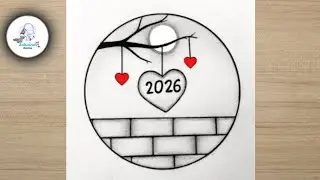 Happy New Year 2026 drawing / Easy drawing /New year 2026 drawings - Drawing for beginners/ New year