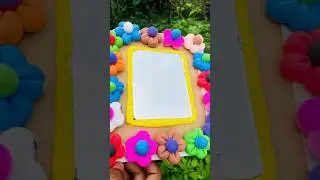 DIY Clay Flower Mirror Frame 💙Colorful Handmade Craft Idea #shorts #foryou  #FlowerMirror