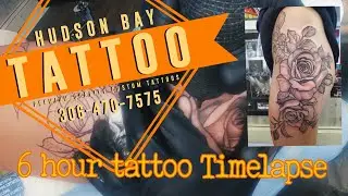 Large Scale Fineline Roses - 6 Hour Hip Tattoo Timelapse!!!