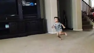 Nerf Wars! Toddler running from Nerf gun. lil man running for his life. this is too funny!!!🤣🤣