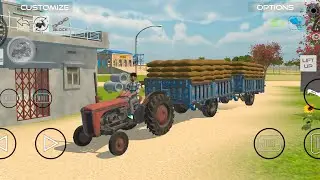 Indian vehicles simulator 3d game mein tractor ने khinchi do trolley 