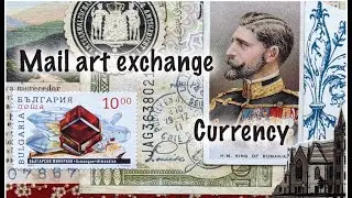 Postcard swap - Collage art with currency