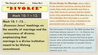 Vol No 1 ... Mark 10: 1 - 12.