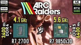 Ryzen 7 2700 vs Ryzen 7 9850x3D in ARC Raiders | RTX 5080 [ 1080p, 1440p, 4K ]