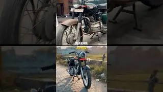 Before and after  1962 model restore 🙏❤️🤩#royalenfield #rupendrabulletworkshop #shorts #repaint