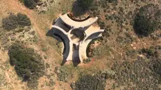 War ruins on top of Patella (4K). Leros Island - Greece, aerial video