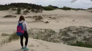 Walk on the Baltic spit. Empty beach and sea