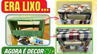 Do LIXO à DECORAÇÃO 😱♻️ Transformei um banco de obra velho! Ia pro lixo… virou Luxo🤩😍DIY INCRÍVEL!!
