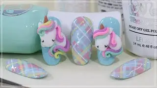 ปั้นนูนยูนิคอร์น และวาดลายสก็อตคละสี 3D Unicorn Nail Art Tutorial