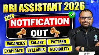 RBI Assistant Notification 2026 | Vacancy, Exam Date, Salary, Eligibility, Syllabus, Pattern