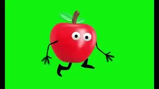 Apple Fruits Running Cartoon Animation Green Screen Video Free Footage