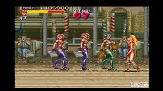 SFC/ファイナルファイト2/女性ファイターに敗れるマキ(SNES Final Fight 2)