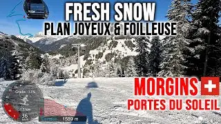 [4K] Skiing Morgins, Snowy - Plan Joyeux & Foilleuse, Portes du Soleil Switzerland, GoPro HERO13