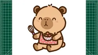 How to draw a cute capybara chef cooking | kawaii drawing
