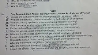 BPUT 5th Semester Mechanical Question Paper🔥| entrepreneurship development | B.Tech Mechanical